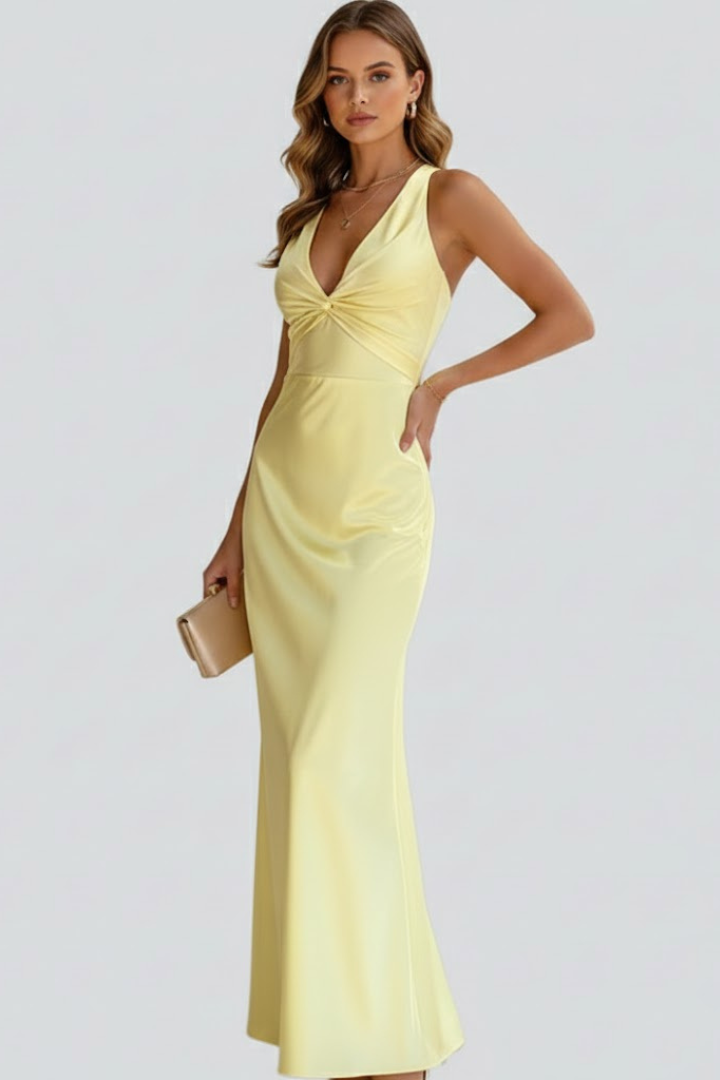 Lila | V-Neck Fitted Waist Maxi Dress