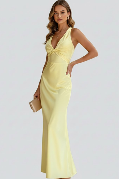 Lila | V-Neck Fitted Waist Maxi Dress