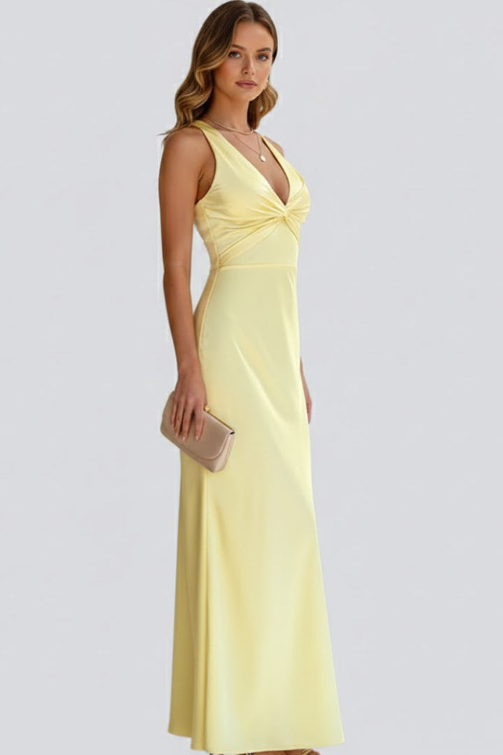 Lila | V-Neck Fitted Waist Maxi Dress