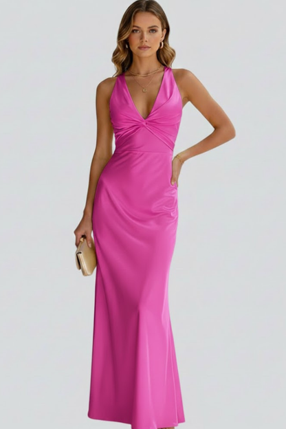 Lila | V-Neck Fitted Waist Maxi Dress