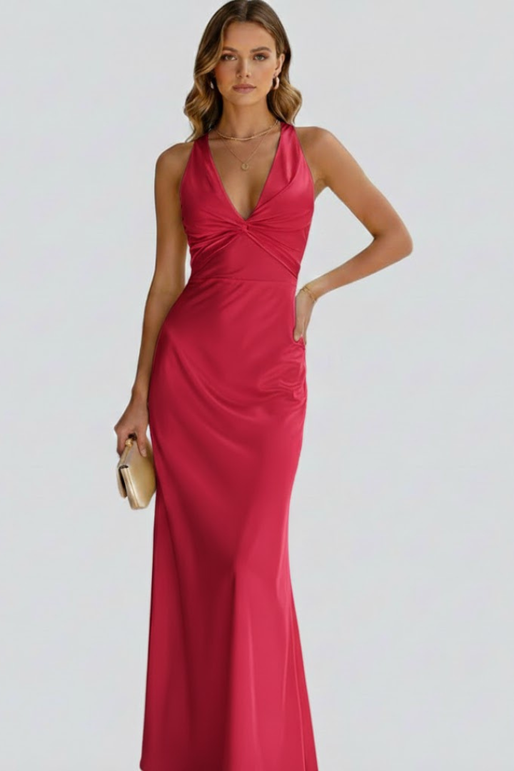 Lila | V-Neck Fitted Waist Maxi Dress
