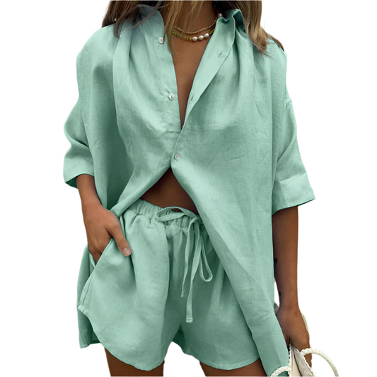 Sophia | Breezy Oversized Linen Two-Piece Women's Outfit