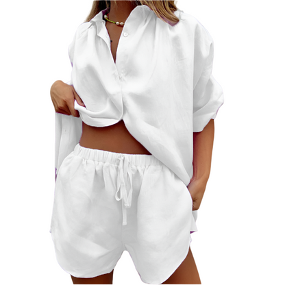 Sophia | Breezy Oversized Linen Two-Piece Women's Outfit
