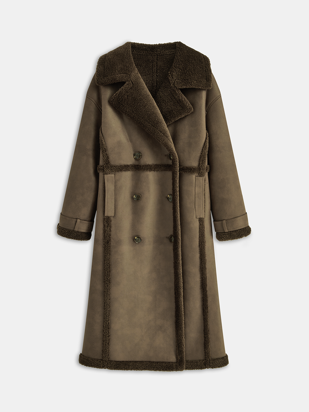 Sophia | Cozy Double-Breasted Fleece Lined Longline Coat