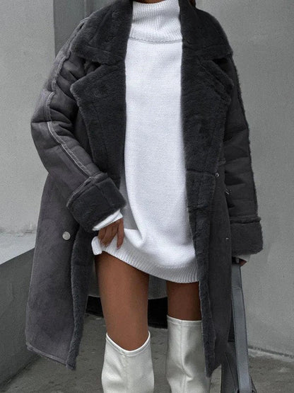 Sophia | Elegant Long Suede Cardigan