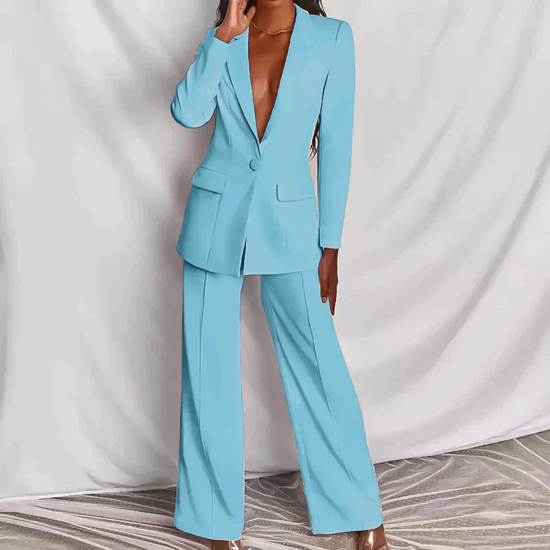 Sophia | Elegant Tailored Blazer and Wide-Leg Pants Set
