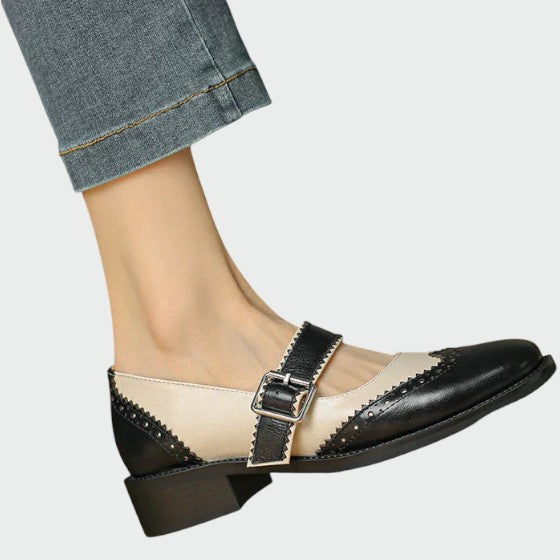Sophia | Elegant Two-Tone Leather Mary Janes