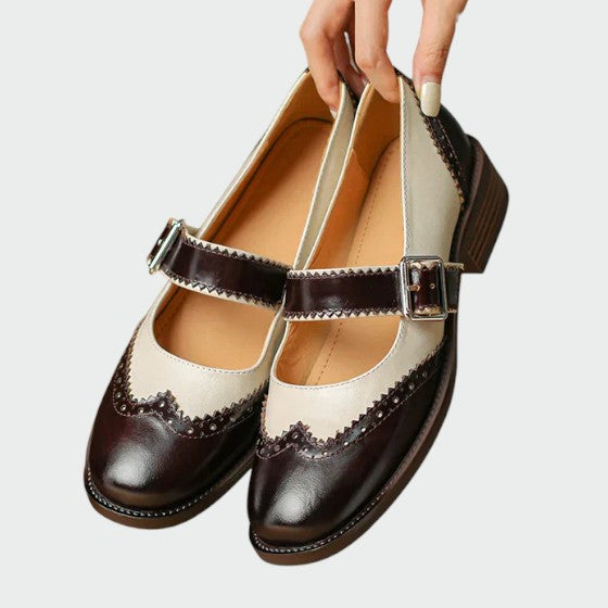 Sophia | Elegant Two-Tone Leather Mary Janes