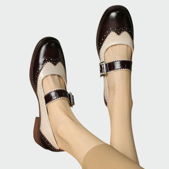 Sophia | Elegant Two-Tone Leather Mary Janes