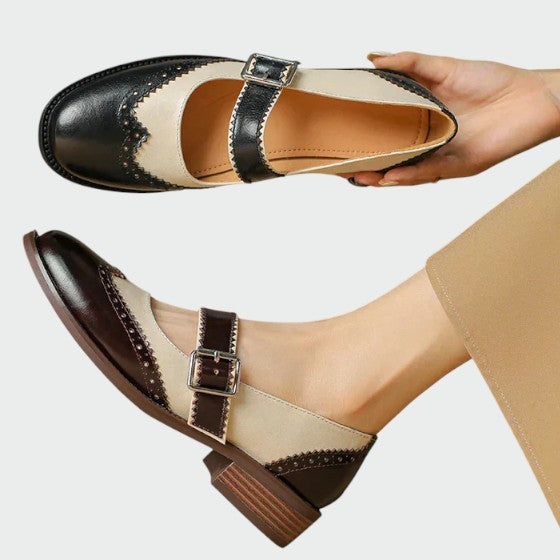 Sophia | Elegant Two-Tone Leather Mary Janes