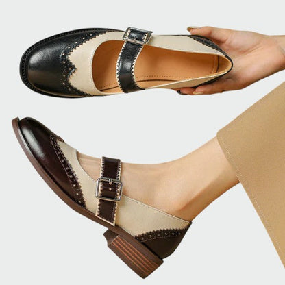 Sophia | Elegant Two-Tone Leather Mary Janes