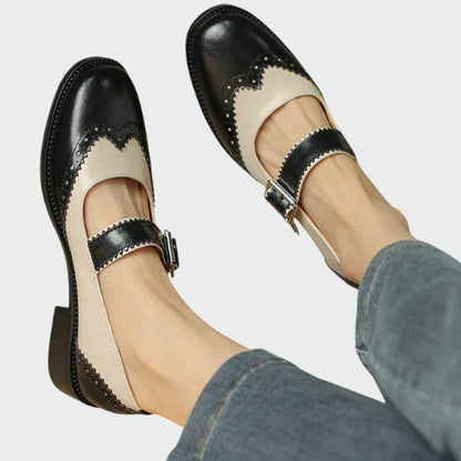 Sophia | Elegant Two-Tone Leather Mary Janes