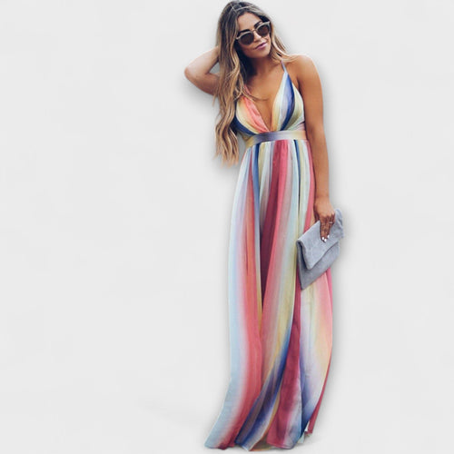Sophia | Vibrant V-Neck Summer Maxi Dress