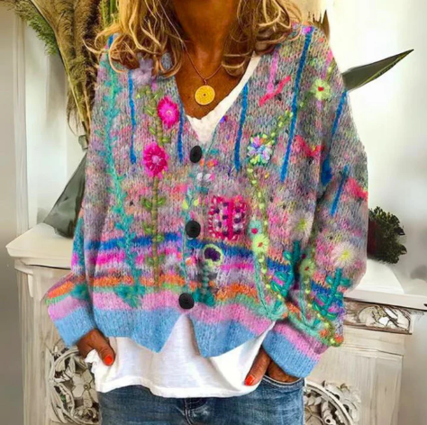 Sophie | Artistic Lightweight Floral Cardigan Sweater