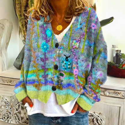Sophie | Artistic Lightweight Floral Cardigan Sweater
