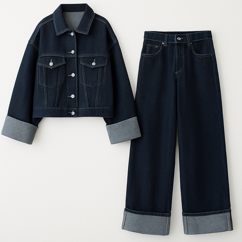Sophie | Chic Dark Wash Denim Jacket Women Set