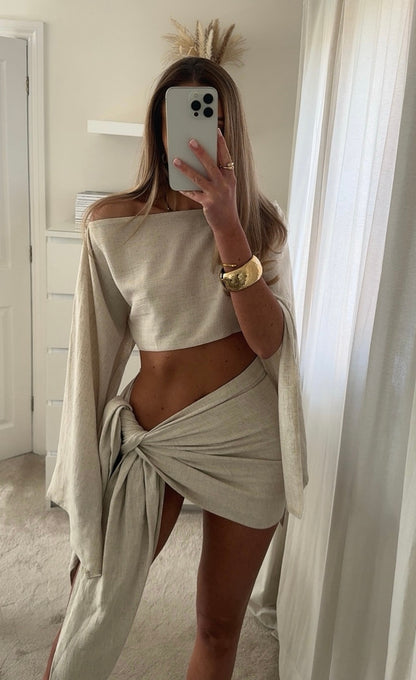 Sophie | Chic One-Shoulder Crop Top and Mini Skirt Two Piece Set