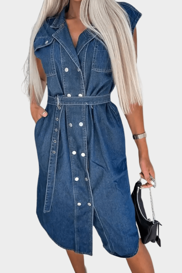Sophie | Chic Sleeveless Summer Denim Dress
