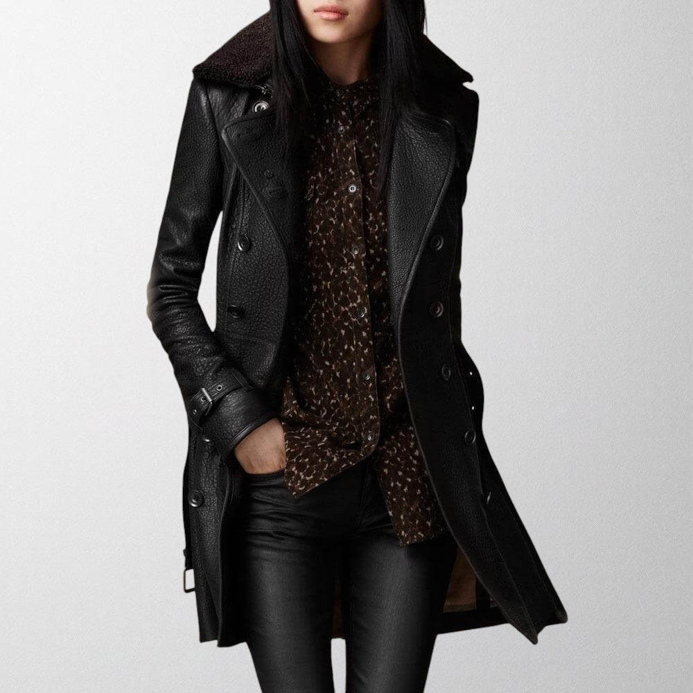 Sophie | Chic Tailored Leather Trench Coat for Women