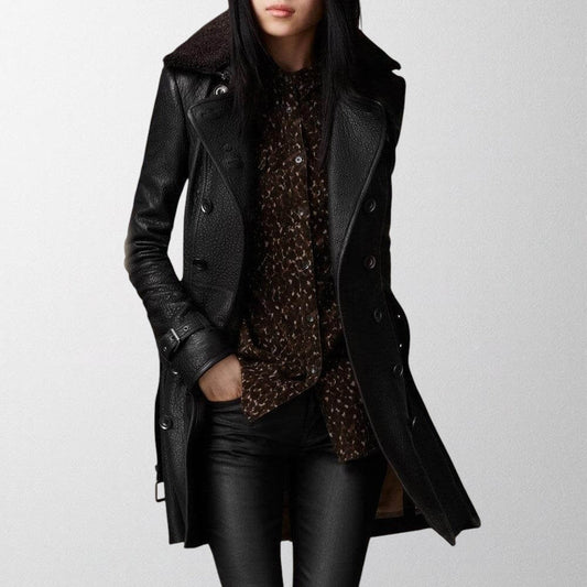 Sophie | Chic Tailored Leather Trench Coat for Women