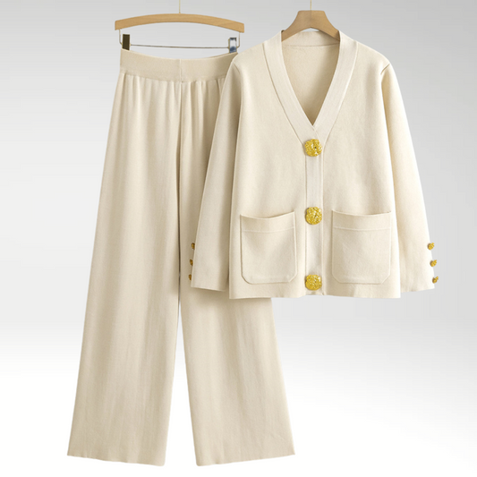 Sophie | Chic V Neck Women's Lounge Set with Relaxed Pants