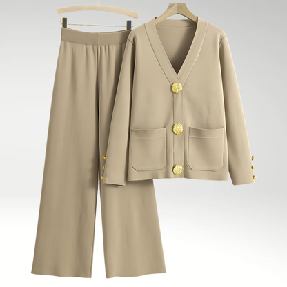 Sophie | Chic V Neck Women's Lounge Set with Relaxed Pants