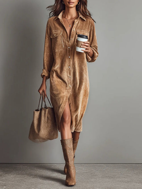 Sophie | Cozy Button-Up Midi Womens Dress