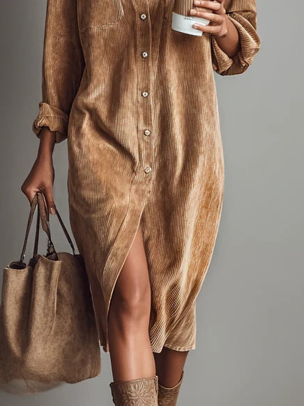Sophie | Cozy Button-Up Midi Womens Dress
