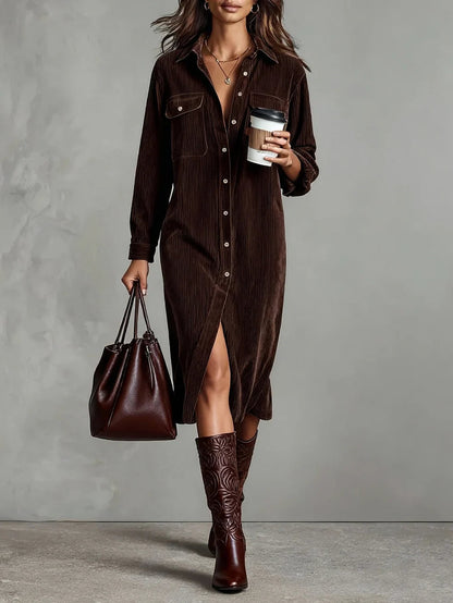 Sophie | Cozy Button-Up Midi Womens Dress