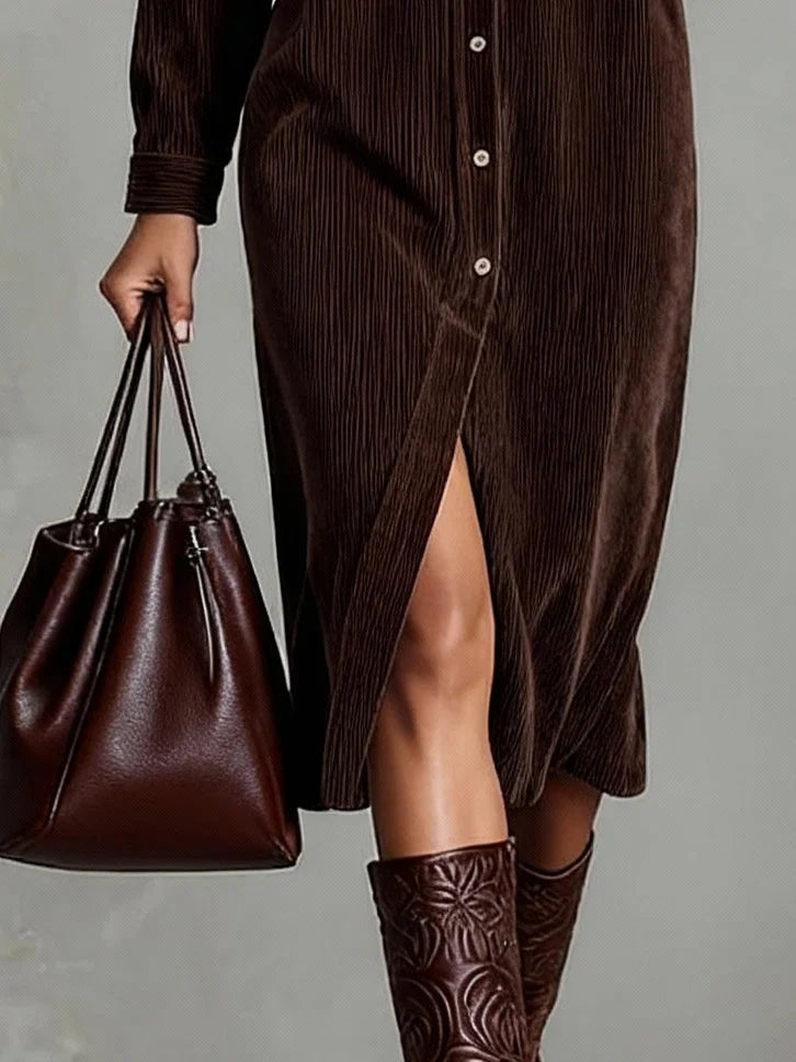 Sophie | Cozy Button-Up Midi Womens Dress