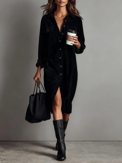 Sophie | Cozy Button-Up Midi Womens Dress