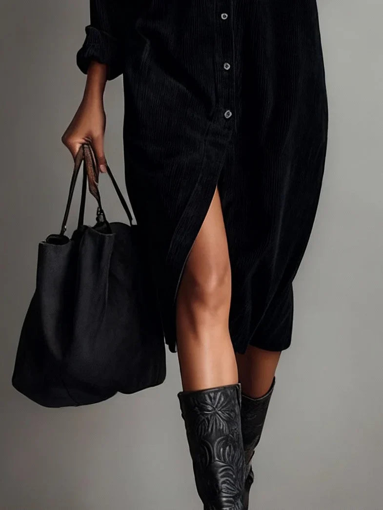 Sophie | Cozy Button-Up Midi Womens Dress