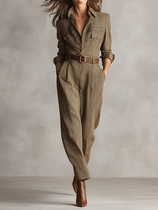 Sophie | Elegant Checked Utility Jumpsuit for Women