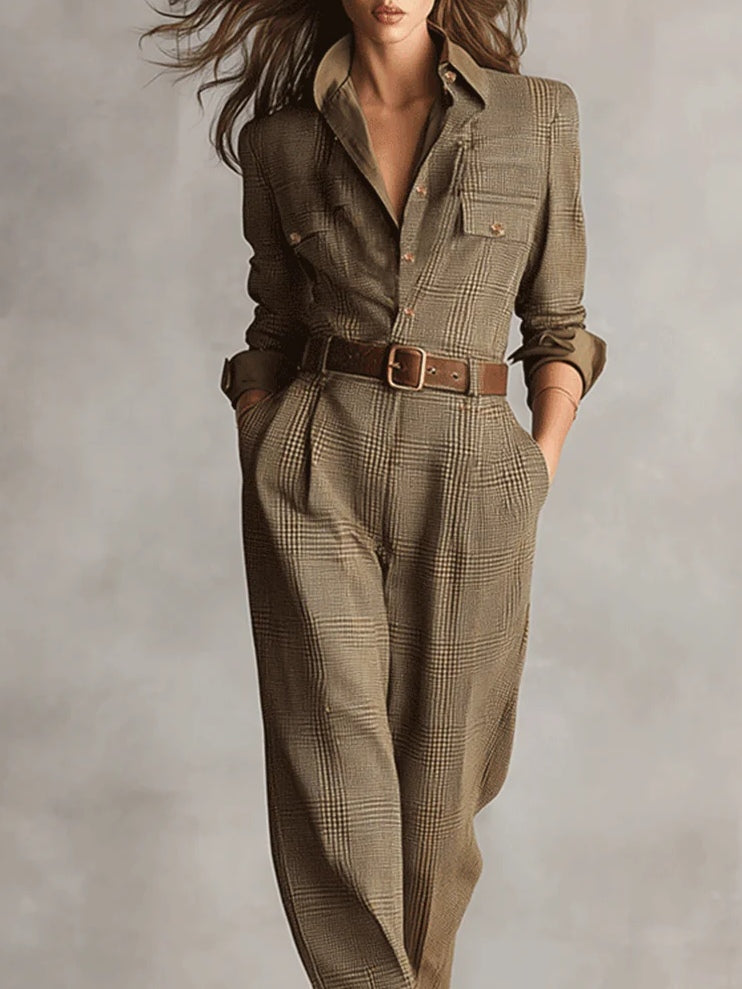 Sophie | Elegant Checked Utility Jumpsuit for Women