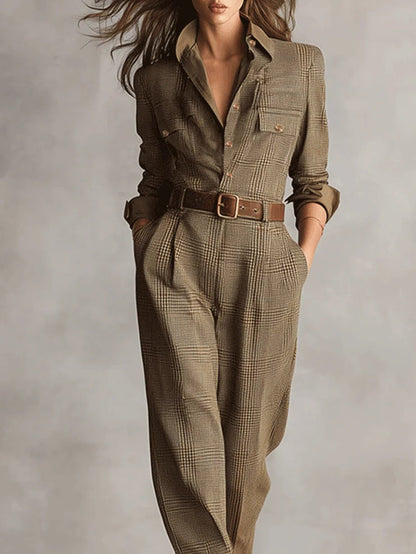 Sophie | Elegant Checked Utility Jumpsuit for Women