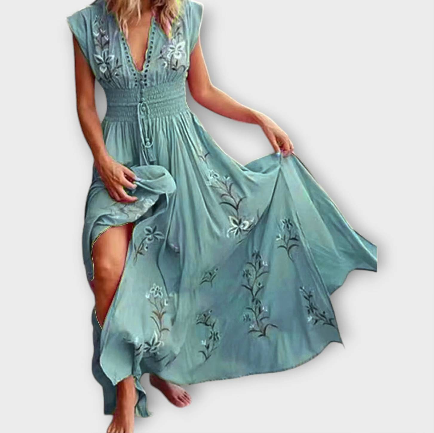 Sophie | Elegant Floral Summer Dress with Exquisite Embroidery
