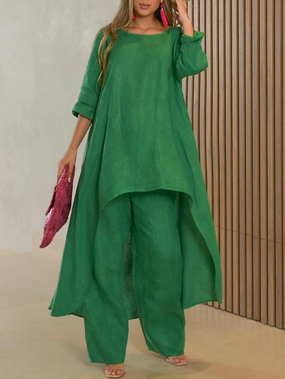 Sophie | Elegant Flowing Two-Piece Women's Outfit with Wide-Leg Pants