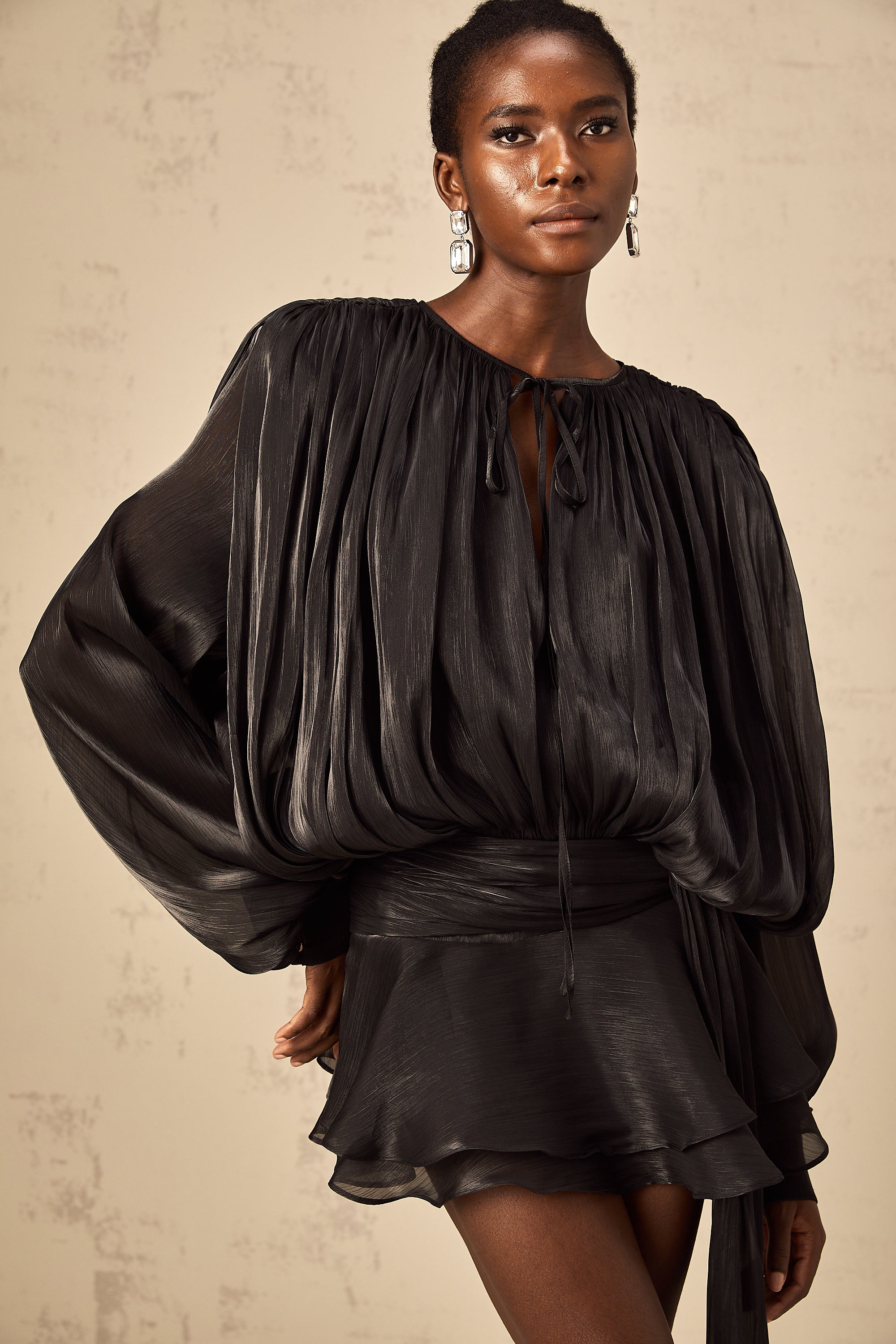 Sophie | Elegant Long Sleeve Satin Cocktail Dress