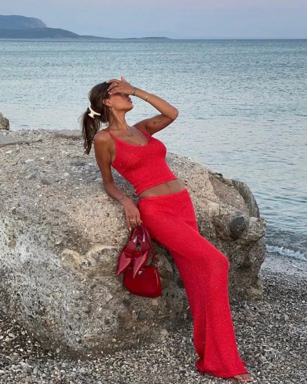 Sophie | Elegant Ribbed Knit Two-Piece Maxi Dress for Women