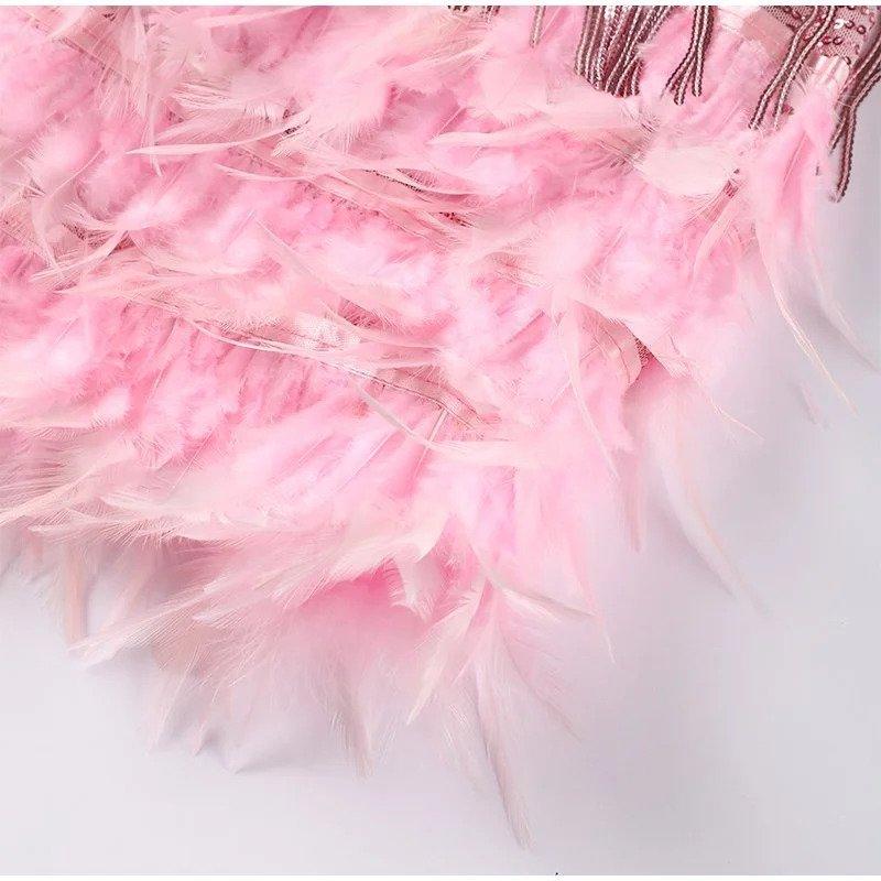 Sophie | Glamorous Sequin Feather Mini Dress for Wedding Guests