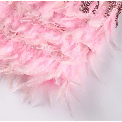 Sophie | Glamorous Sequin Feather Mini Dress for Wedding Guests