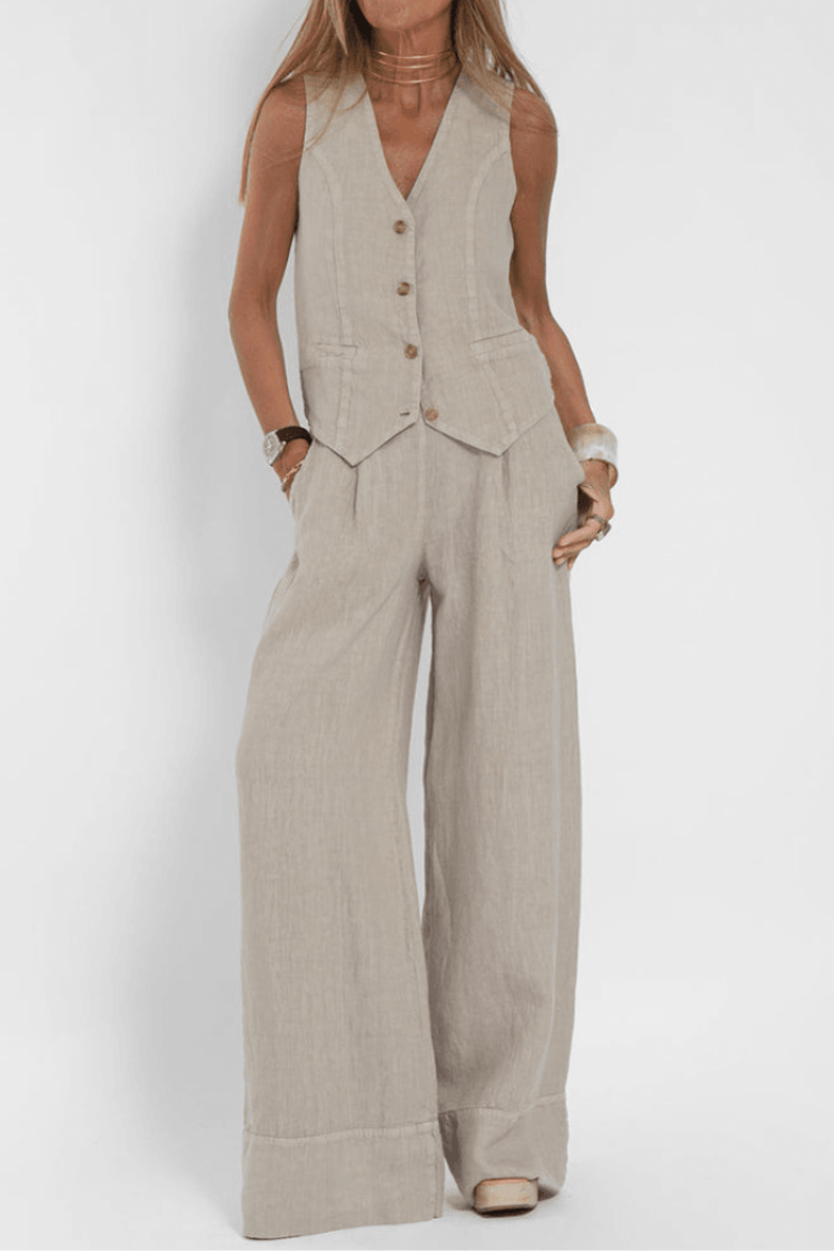 Sophie | Modern Elegant Women's Suit with Fitted Vest and Wide-Leg Pants