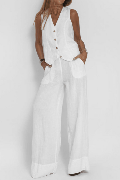 Sophie | Modern Elegant Women's Suit with Fitted Vest and Wide-Leg Pants