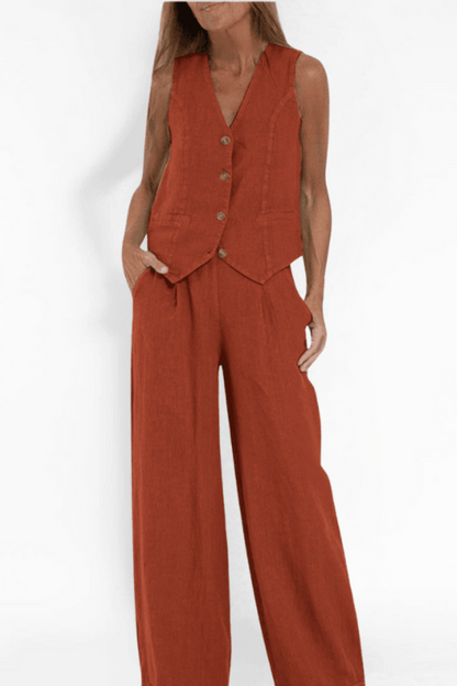 Sophie | Modern Elegant Women's Suit with Fitted Vest and Wide-Leg Pants