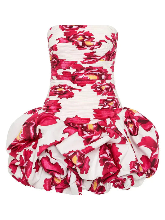 Sophie | Playful Elegant Strapless Bubble Hem Mini Dress