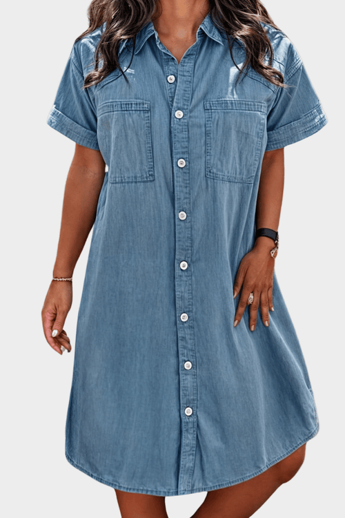Sophie | Relaxed Plus Size Denim Shirt Dress for Women