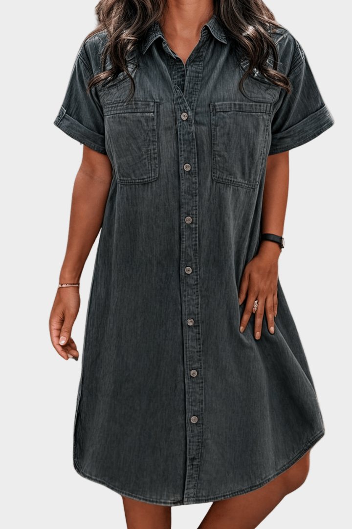 Sophie | Relaxed Plus Size Denim Shirt Dress for Women