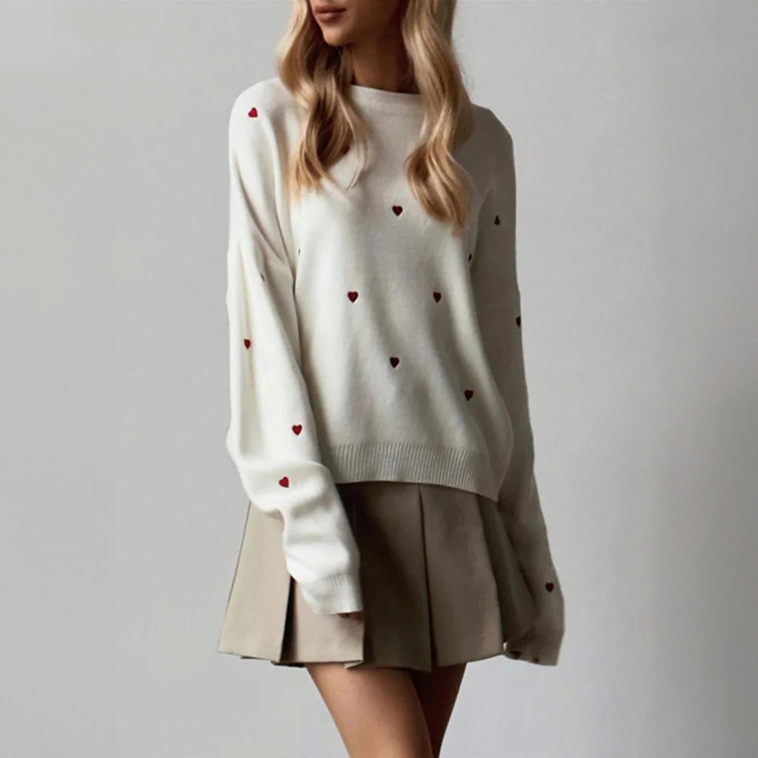 Vera | Heart Knit Pullover Sweater