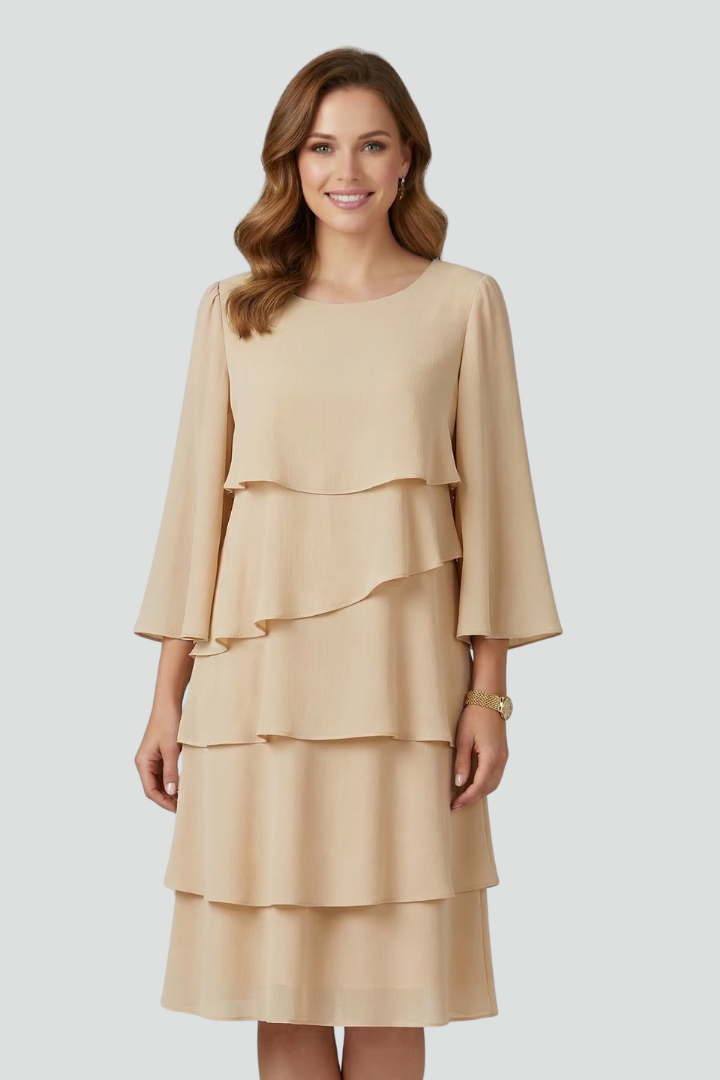 Lila | Layered Long Sleeve Dress with Tiered Skirt