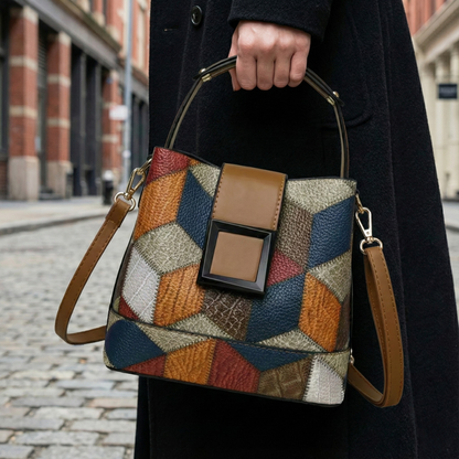 Solene | Chic Leather Handbag with Gold Hardware